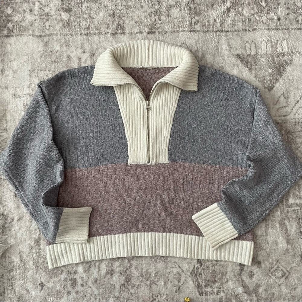 Storia Color‎ Block Half Zip Pullover Sweater Size Small